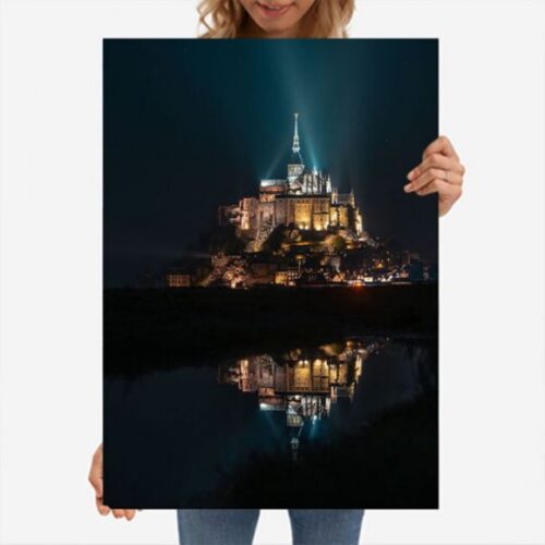 Reflet du Mont-Saint-Michel éclairé - Toile Murale – Image 2