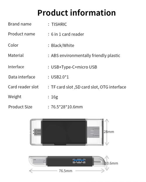 Lecteur de carte 6 en 1, SD, Micro SD et USB Type-C – Image 12